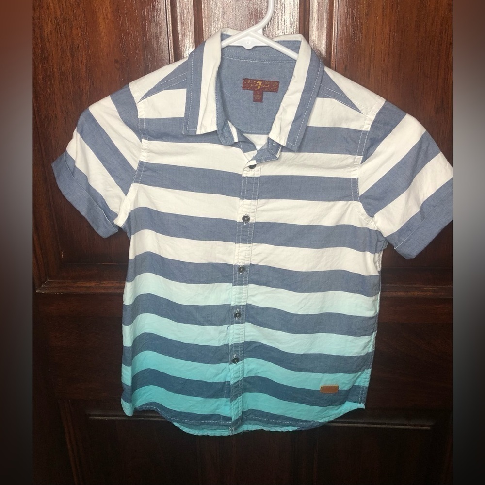 Boys 7 For‎ All Mankind Striped Button Up Shirt Size Small